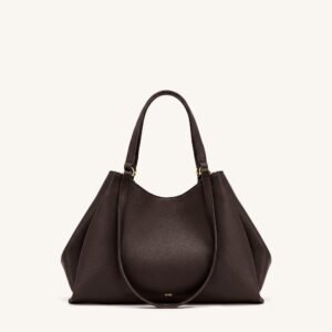 JW PEI Virelia Double Handle Tote – Vegan Leather Tote Bag, Dark Brown