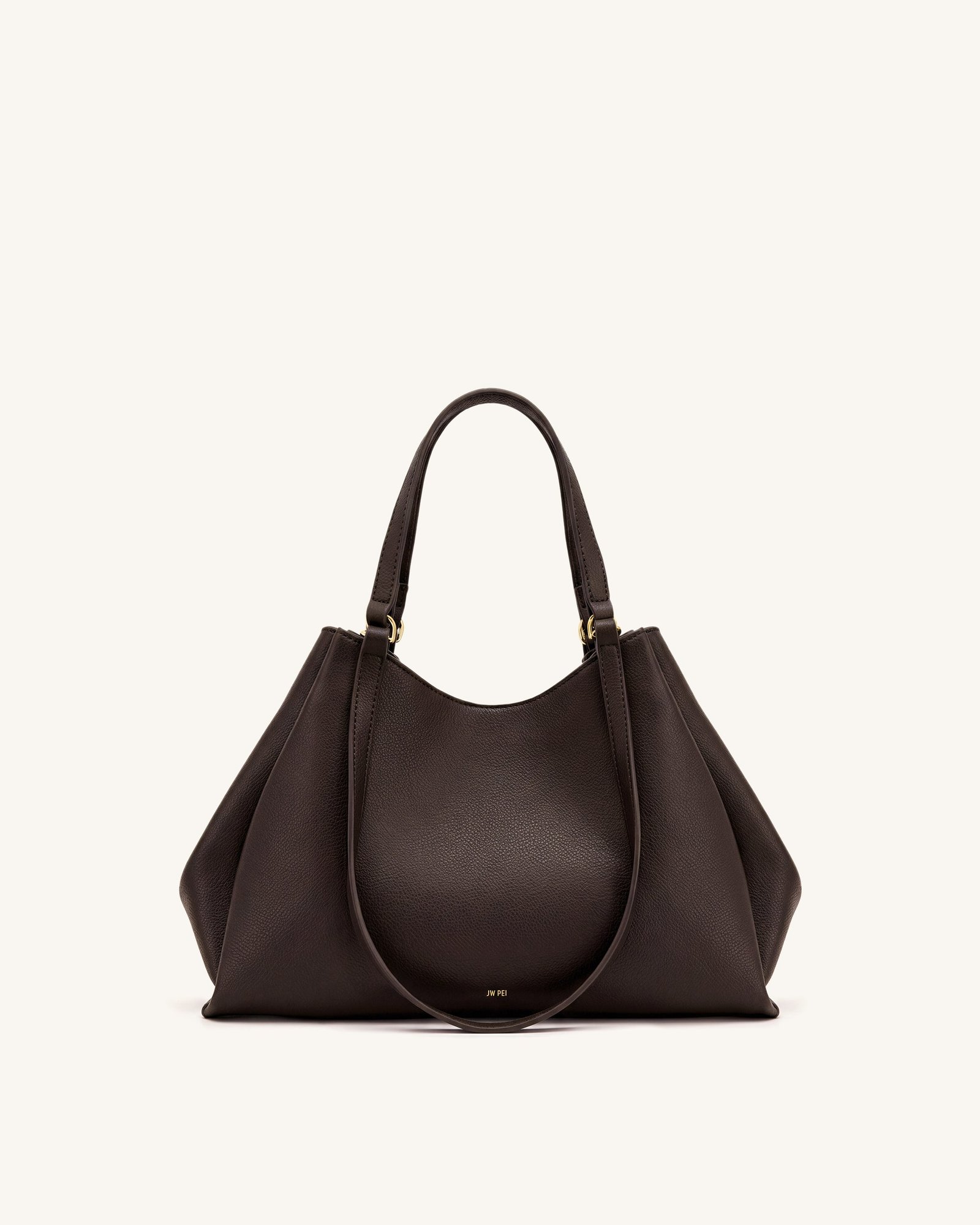 JW PEI Virelia Double Handle Tote – Vegan Leather Tote Bag, Dark Brown