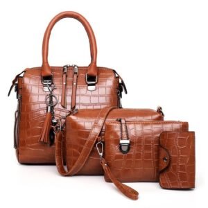 Luxury Crocodile-Embossed Vegan Leather Tote Bag
