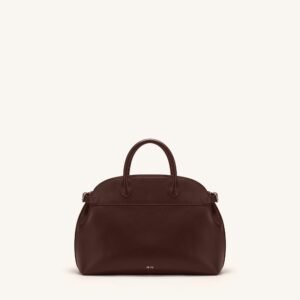 JW PEI Arden Curved Top Handle Bag – Vegan Leather Crossbody, Dark Brown