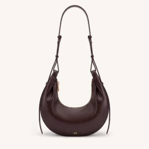 JW PEI Sharon Crescent Crossbody Bag – Slim Vegan Leather Bag, Dark Brown