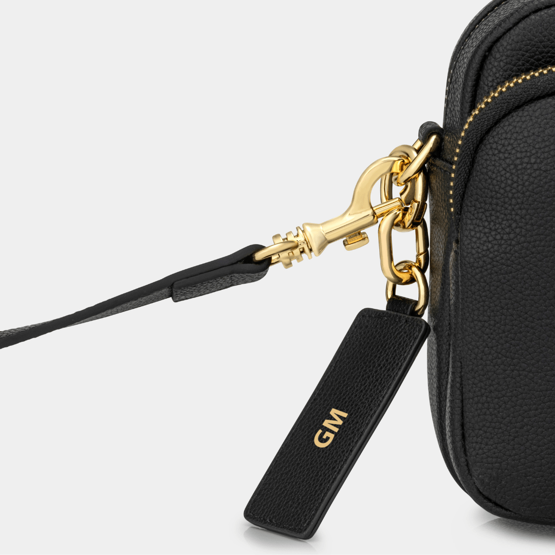 Chelsea Midi Crossbody Bag -Black Leather - Image 8