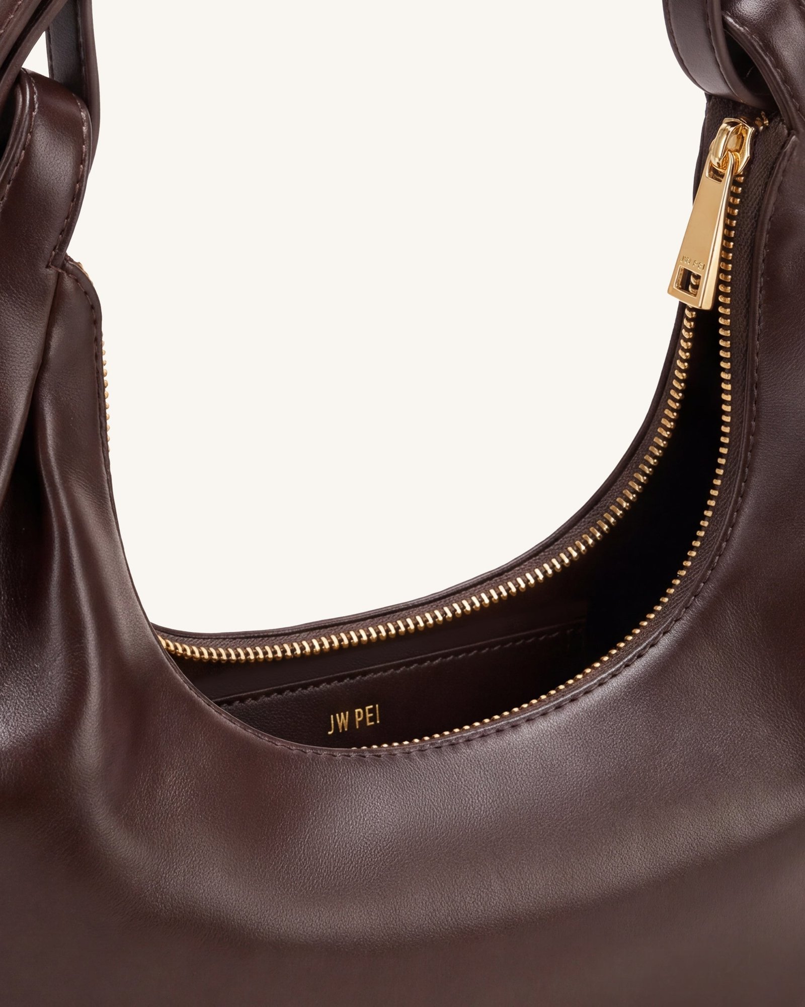 JW PEI Sharon Crescent Crossbody Bag – Slim Vegan Leather Bag, Dark Brown - Image 4