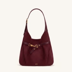 JW PEI Alina Faux Suede Hobo Bag – Slouchy Shoulder Bag, Deep Burgundy