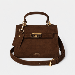 Willow Top Handle Tote Bag Dark Brown Suede