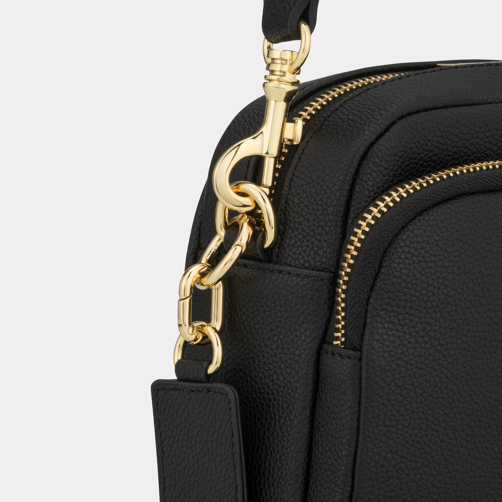 Chelsea Midi Crossbody Bag -Black Leather - Image 9