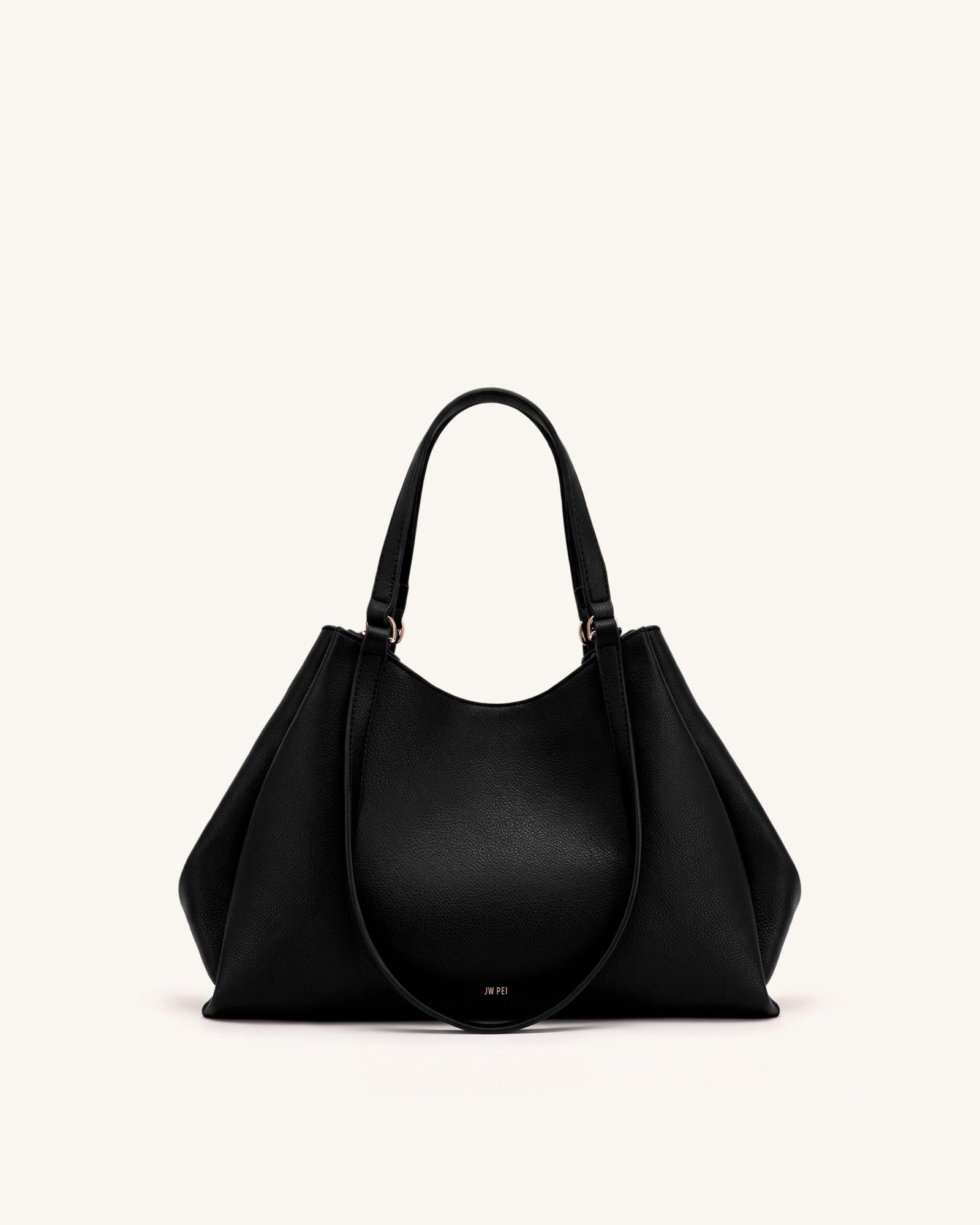JW PEI Virelia Double Handle Tote – Vegan Leather Work Bag, Black