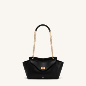 JW PEI Lucia Envelope Chain Shoulder Bag – Vegan Leather Crossbody, Black
