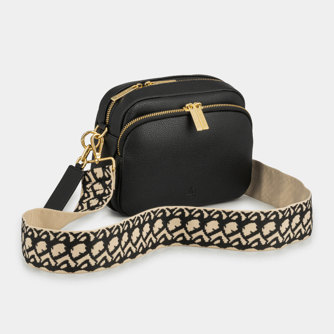Chelsea Midi Crossbody Bag -Black Leather - Image 4