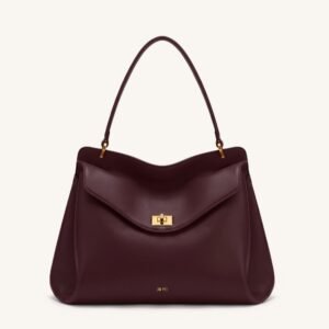 JW PEI Lucia Turn-Lock Shoulder Bag – Vegan Leather Handbag, Deep Burgundy
