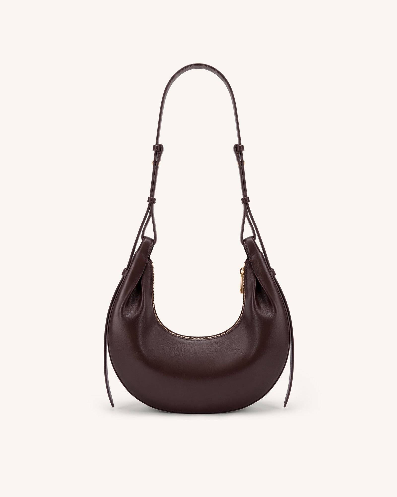 JW PEI Sharon Crescent Crossbody Bag – Slim Vegan Leather Bag, Dark Brown - Image 3