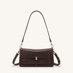 JW PEI Amelie Front-Pocket Flap Shoulder Bag – 2-Strap Crossbody, Chocolate Brown